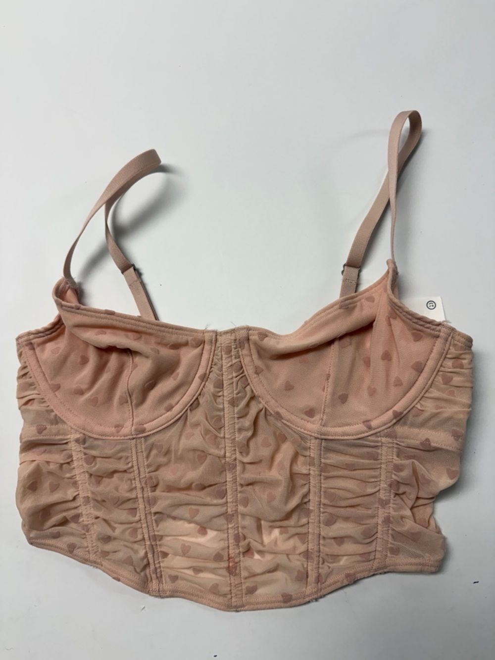 Gilly Hicks Nude Heart Mesh Longline Bra